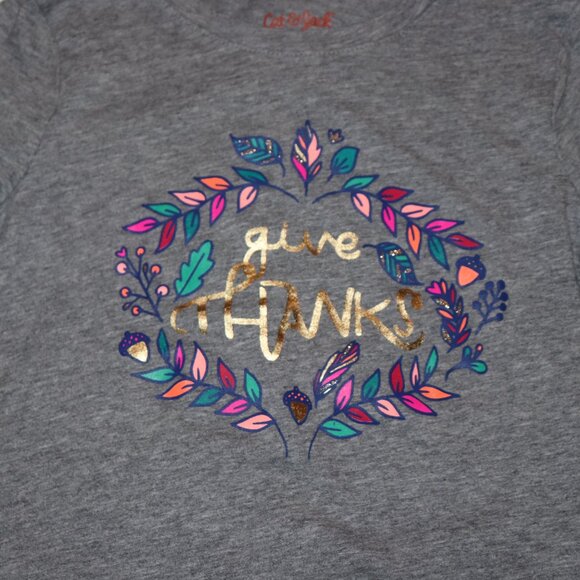 🍂 Gray “Give Thanks” Long Sleeve Tee – Girls S (6/6X) - Picture 4 of 5